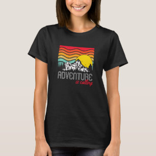 Womens Adventure is Calling Hiking Graphic Funny S T-Shirt