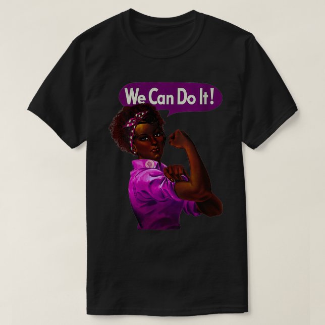 Womens African American Rosie the Riveter Black Hi T-Shirt (Design Front)