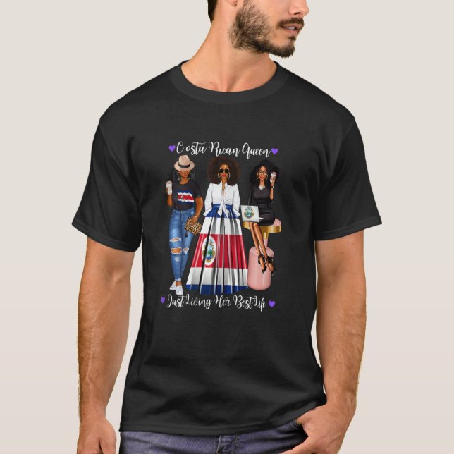 Womens African Costa Rican Queen Living Her Best L T-Shirt (Front)