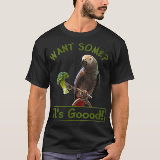Womens African Gray Parrot Broccoli VNeck  T-Shirt