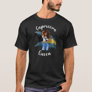 Womens Afro Bahaman Capricorn Queen Black Womens Z T-Shirt