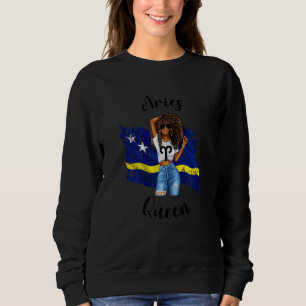 Womens Afro Curacao Aries Queen African Zodiac Cur Sweatshirt