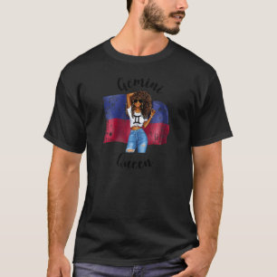 Womens Afro Haitian Gemini Queen African Haiti Fla T-Shirt