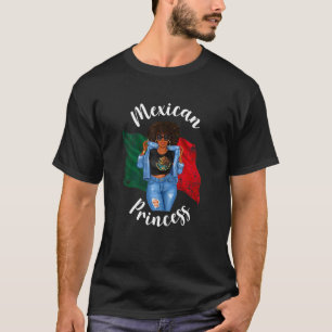Womens Afro Mexican Princess Mexico Flag African H T-Shirt