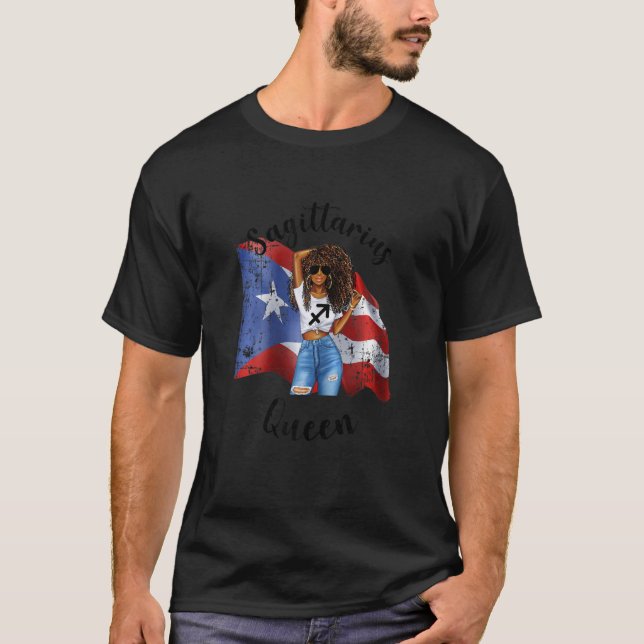Womens Afro Puerto Rican Sagittarius Queen African T-Shirt (Front)