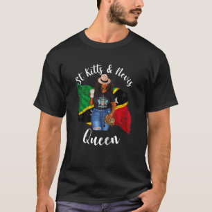 Womens Afro St Kitts And Nevis Queen Loves Coffee  T-Shirt