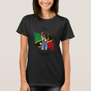 Womens Afro St Kitts & Nevis Leo Queen African Fla T-Shirt