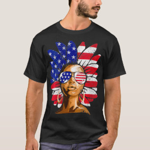 Womens Afro Sunflower African American 4th of July T-Shirt