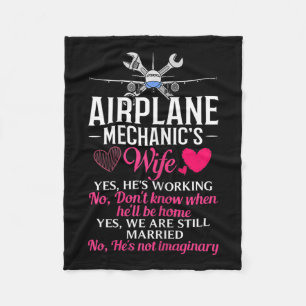 Womens Aircraft Mechanic Wife Aeroplane Maintenanc Fleece Blanket