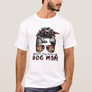 Womens Airedale Terrier Dog Mom Messy Bun Hair Gla T-Shirt