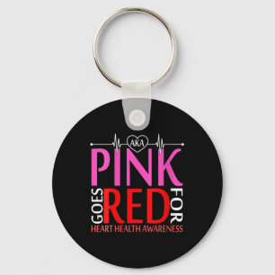 Womens Aka Pink Goes Red For Heart Health Awarenes Key Ring
