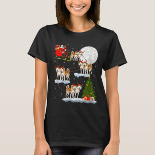 Womens Akita Dog Santa Sleigh Flying Funny Magical T-Shirt