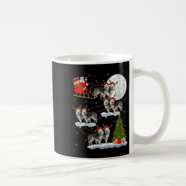Womens Alaskan Malamute Dog Santa Sleigh Flying Fu Coffee Mug (Right)