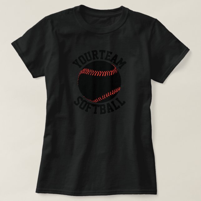 Women's ALL BLACK Custom Softball Team T-shirt (Design Front)