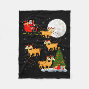 Womens Alpaca Llama Santa Sleigh Flying Funny Magi Fleece Blanket