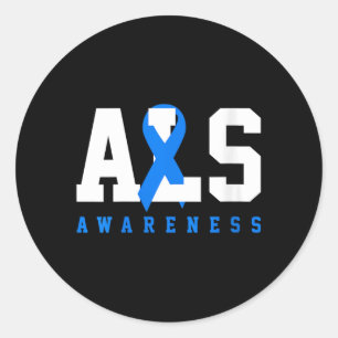 Womens Als Blue Ribbon Als Awareness Gift Classic Round Sticker