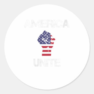Womens America Unite Resist Fist Patriotic F Classic Round Sticker