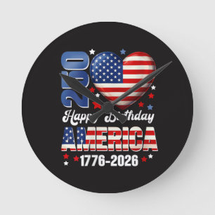 Women's America USA 250 Years Birthday 250th Anniv Round Clock