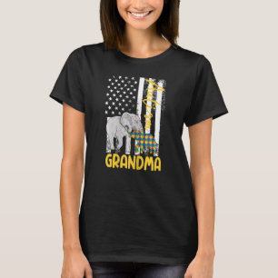 Womens American Autism Grandma Usa Flag Elephant A T-Shirt