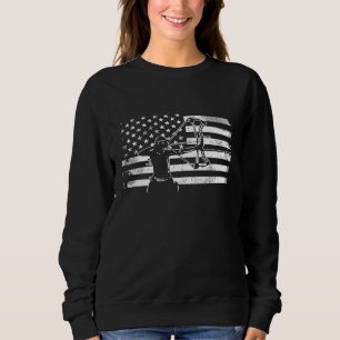 Womens American Flag Archer Girl Archery Bow Hunti Sweatshirt