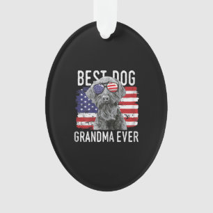 Womens American Flag Best Dog Grandma Ever Giant Ornament