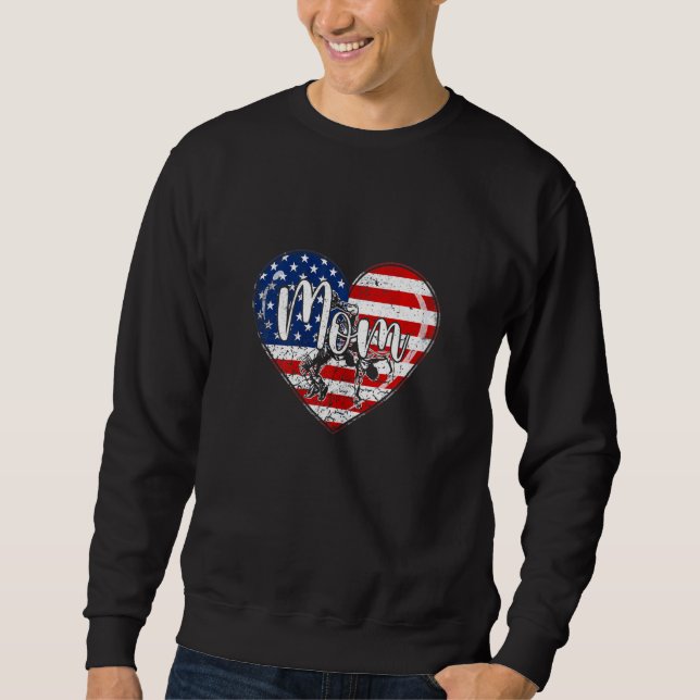 Womens American Flag Wrestling Mum Apparel   4th O Sweatshirt (Front)