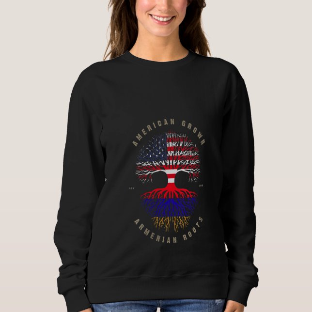 Womens American Grown Armenian Heart Love Armenia  Sweatshirt (Front)