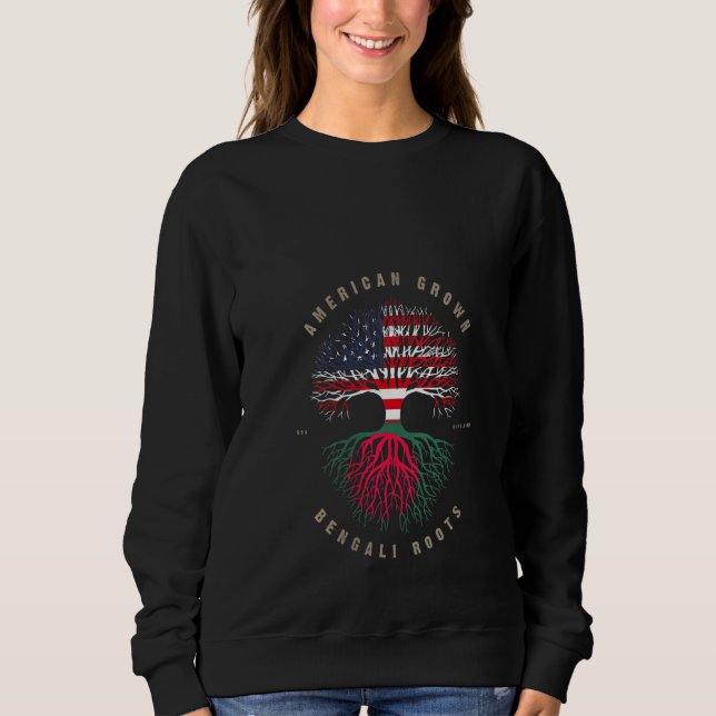 Womens American Grown Bengali Heart Love Banglades Sweatshirt (Front)