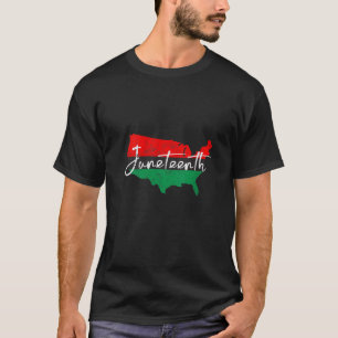 Womens American map with pan african flag for June T-Shirt