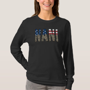 Womens American Nani Leopard American Flag 4th Of T-Shirt