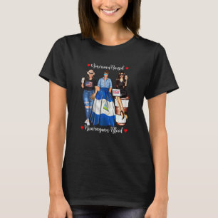 Womens American Raised Nicaraguan Blood Usa Flag N T-Shirt