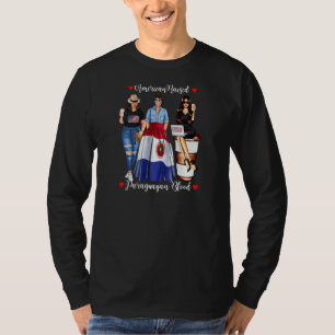 Womens American Raised Paraguay Blood Usa Flag Par T-Shirt