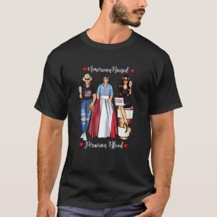 Womens American Raised Peruvian Blood Usa Flag Per T-Shirt