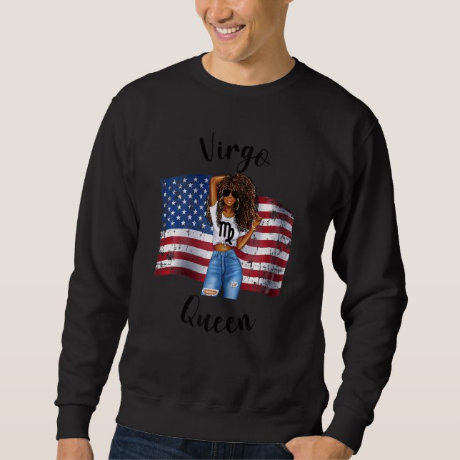 Womens American Virgo Queen Afro African Zodiac Us Sweatshirt (Front)