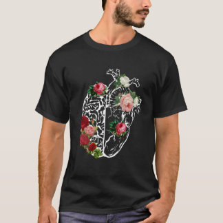 Womens Anatomical Heart_Brain Flowers Florals Anat T-Shirt