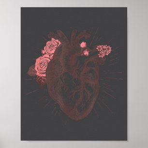 Women's Anatomical Heart Human Heart Anatomy Shirt Poster