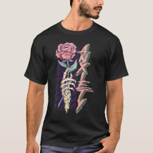 Womens Anxiety Pastel Goth Skeleton Hand Holding A T-Shirt