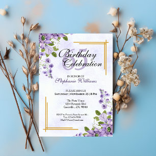 Women's Any Age Birthday Floral Classic Elegant Invitation