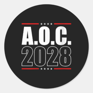 Womens Aoc 2028 A.o.c. 2028 For President Aoc 28 E Classic Round Sticker