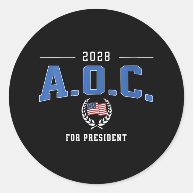 Womens Aoc 2028 For President Alexandria Ocasio-co Classic Round Sticker (Front)