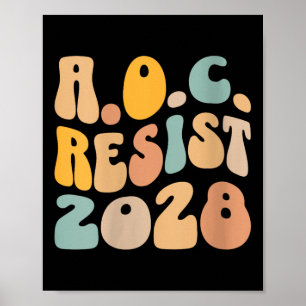 Womens Aoc 2028 For President Resist Wavy Alexandr Poster