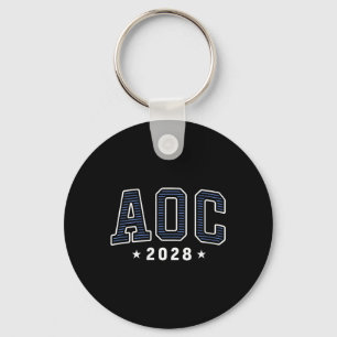 Womens Aoc 2028 Simple Preppy Varsity V-neck Key Ring