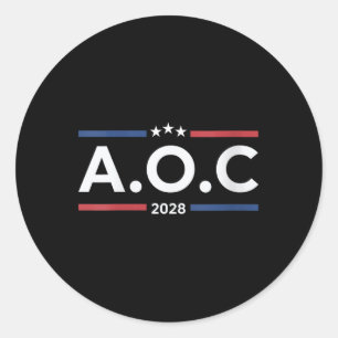 Womens Aoc Alexandria Ocasio Cortez 2028 For Presi Classic Round Sticker