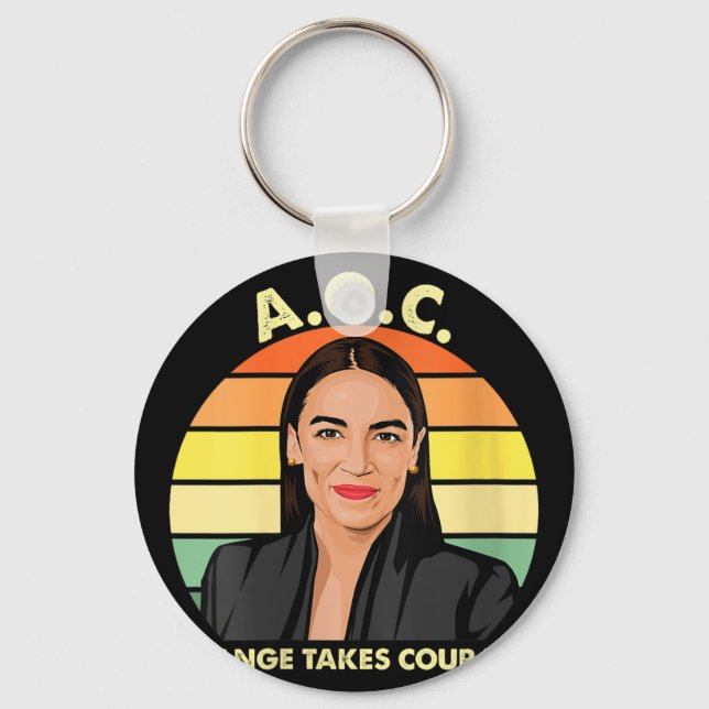 Womens Aoc Alexandria Ocasio-cortez First Female P Key Ring (Front)