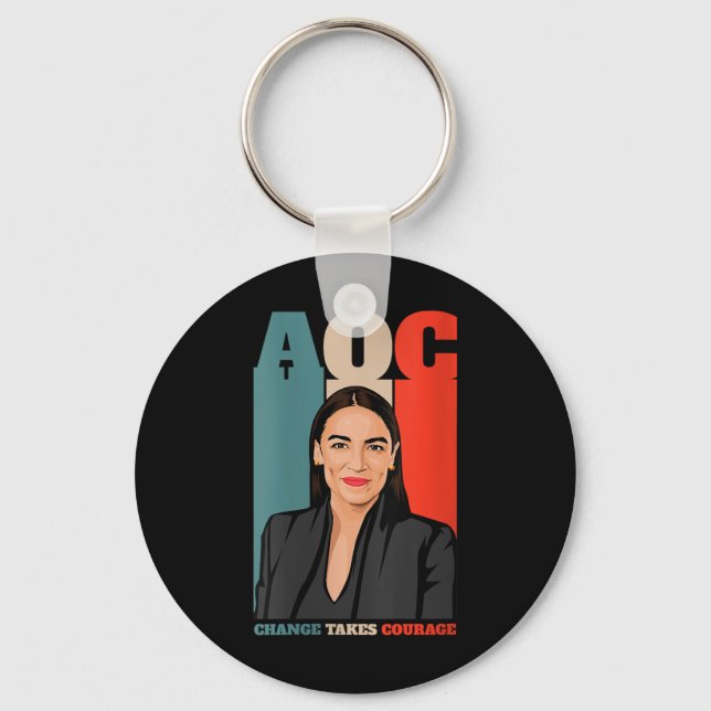 Womens Aoc Alexandria Ocasio-cortez First Female P Key Ring (Front)