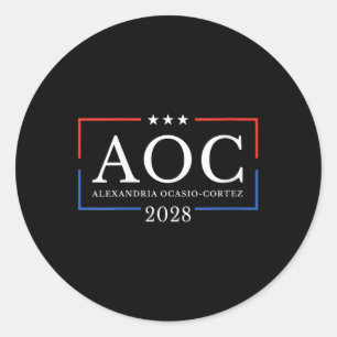 Womens Aoc For President 2028 Simple Sign For Wome Classic Round Sticker