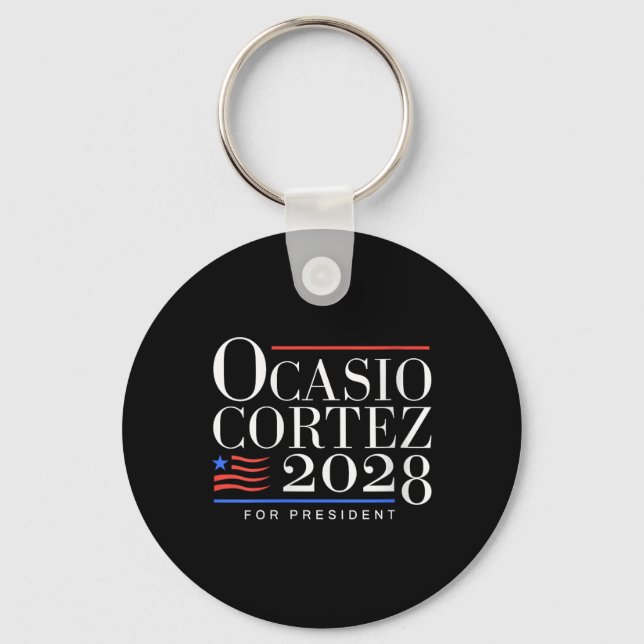 Womens Aoc For President 2028 V-neck  Key Ring (Front)