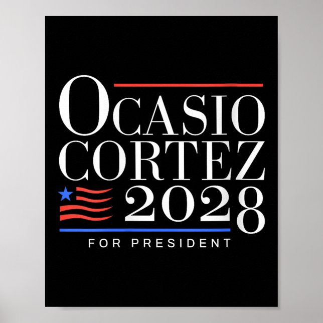 Womens Aoc For President 2028 V-neck  Poster (Front)