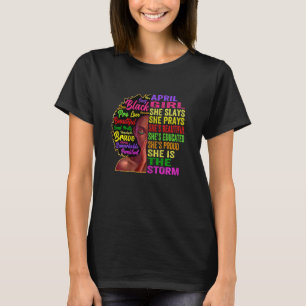 Womens April Girl She Slays & Prays April Birthda T-Shirt