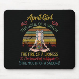 Womens April Girl Witch Soul Cute Vintage Birthday Mouse Pad